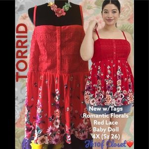 LOWEST🌺 NWT TORRID 4X FLORAL GARDEN BABY DOLL TOP